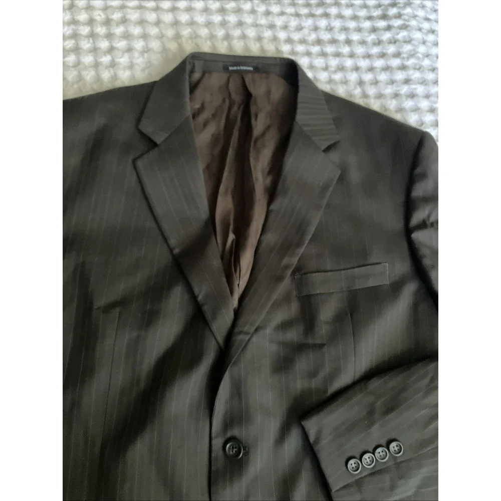 JOSEPH &‎ FEISS Super 100's Wool Pin Striped Dark Gray Blazer Size 46 Long